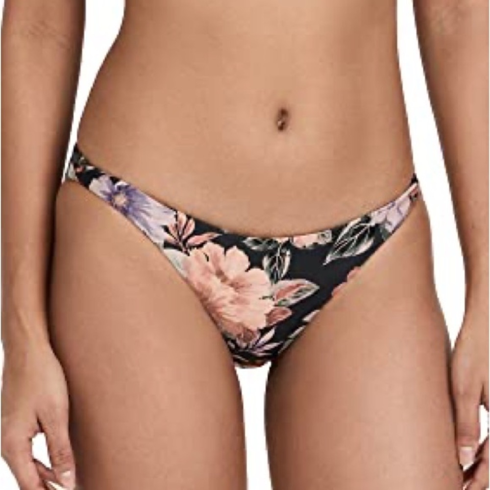L Space Camacho Forget Me Not Floral Black bikini bottoms classic XL extra large